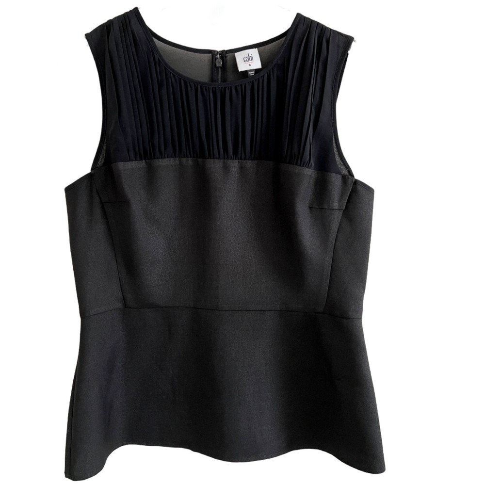 Cabi Black Bustier Pleated Sleeveless Peplum Top Blouse Size 8 / Medium A37